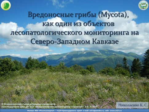 Вредоносные грибы как один из оъектов лесопатологического мониторинга на Северо-Западном Кавказе